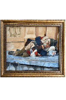 The old man sleeps in the alley ijadi